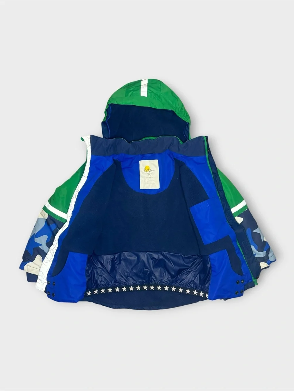 Mini Boden Green Blue Camo All Weather Snow Ski Jacket & Bib